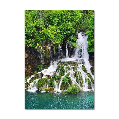 Tablou sticlă acrilică Cascada din pădure