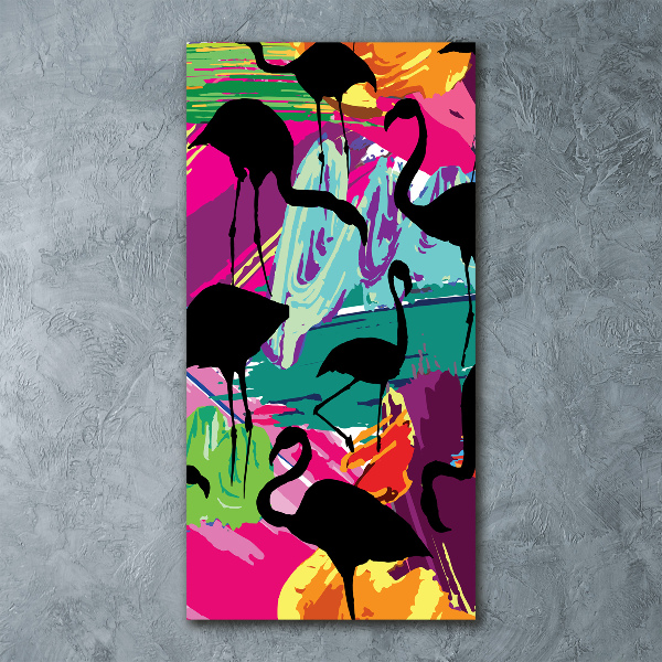 Tablou pe sticlă acrilică Flamingos