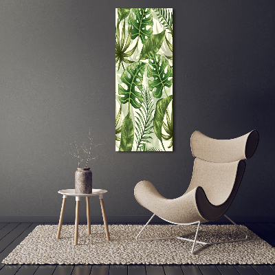 Tablou pe sticlă acrilică frunze tropicale