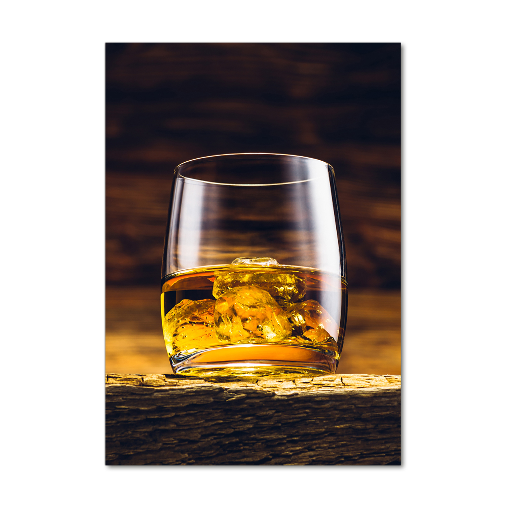 Tablou pe sticlă acrilică Bourbon într-un pahar
