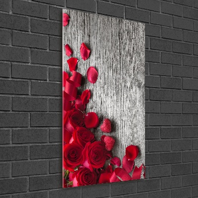 Tablou pe sticlă acrilică trandafiri rosii