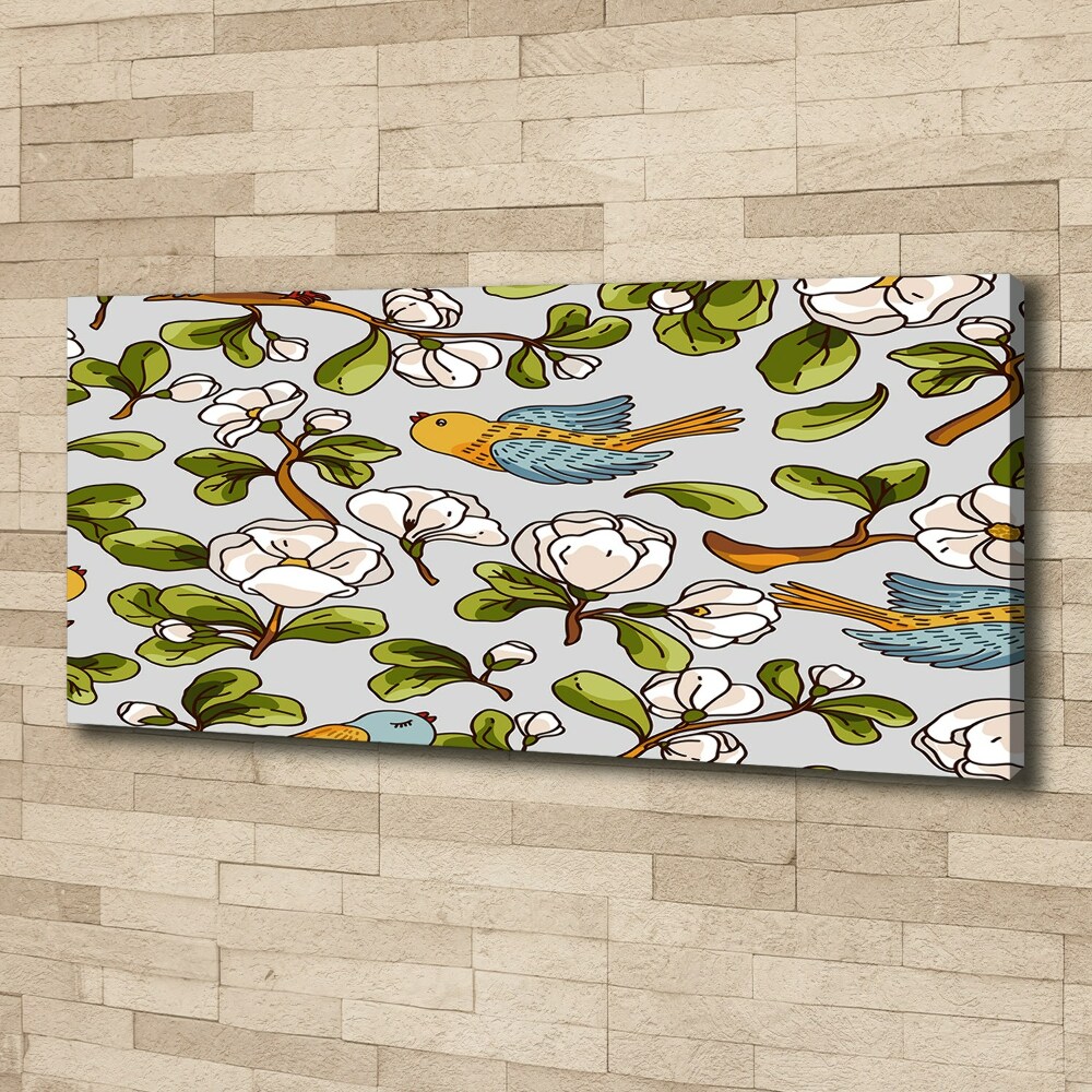 Tablou canvas Flori și păsări