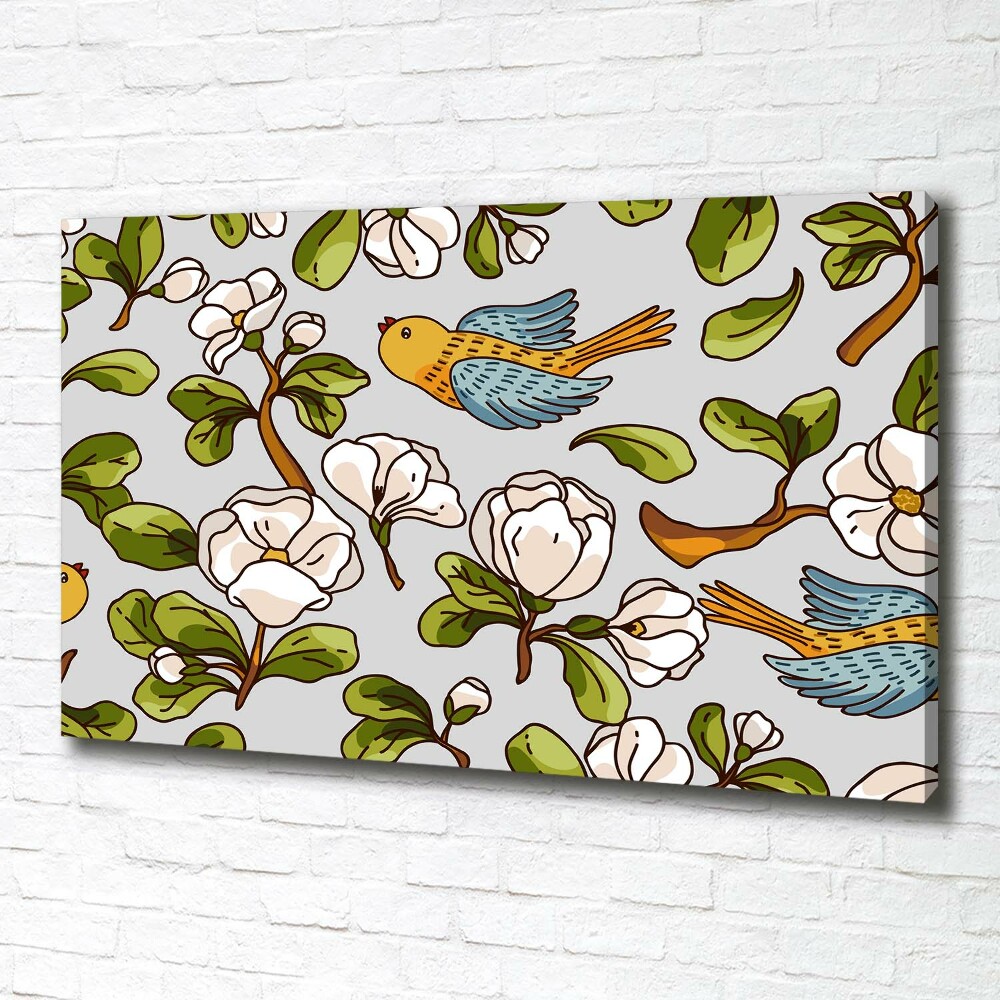 Tablou canvas Flori și păsări