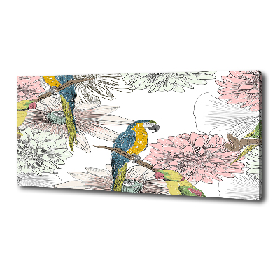 Tablou canvas Papagalii și flori
