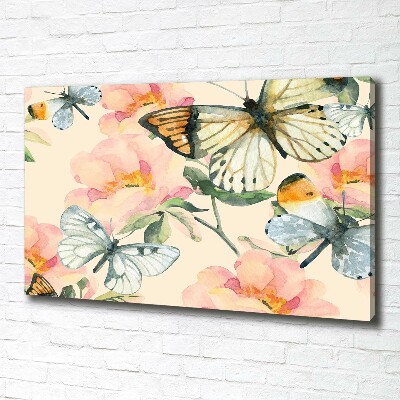 Print pe canvas Fluturi și flori