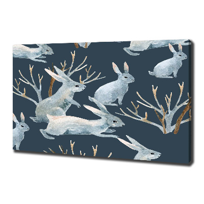 Imprimare tablou canvas iepuri de iarnă