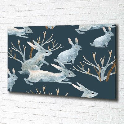 Imprimare tablou canvas iepuri de iarnă