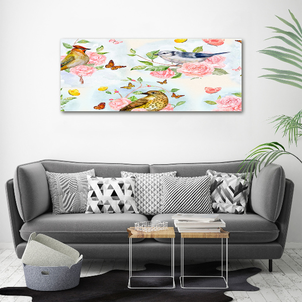 Tablou pe pânză canvas Păsări și trandafiri