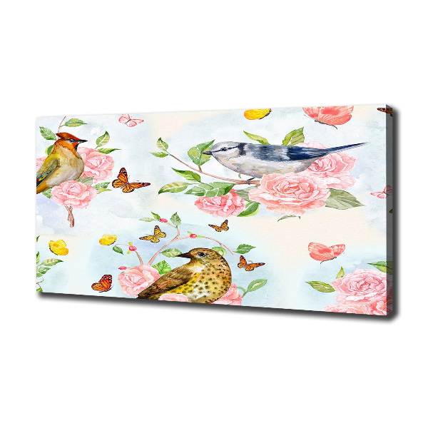 Tablou pe pânză canvas Păsări și trandafiri