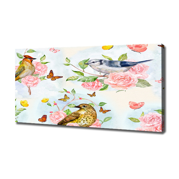 Tablou pe pânză canvas Păsări și trandafiri