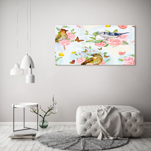 Tablou pe pânză canvas Păsări și trandafiri