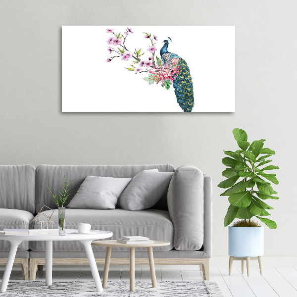 Tablou pe pânză canvas Peacock și flori