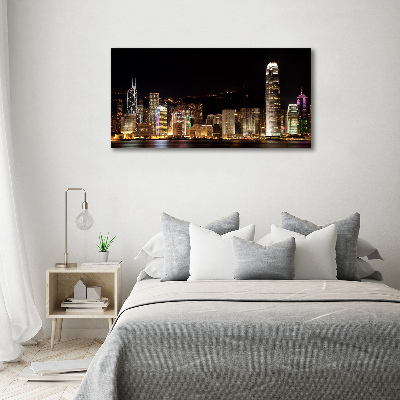 Tablou canvas Hong Kong pe timp de noapte