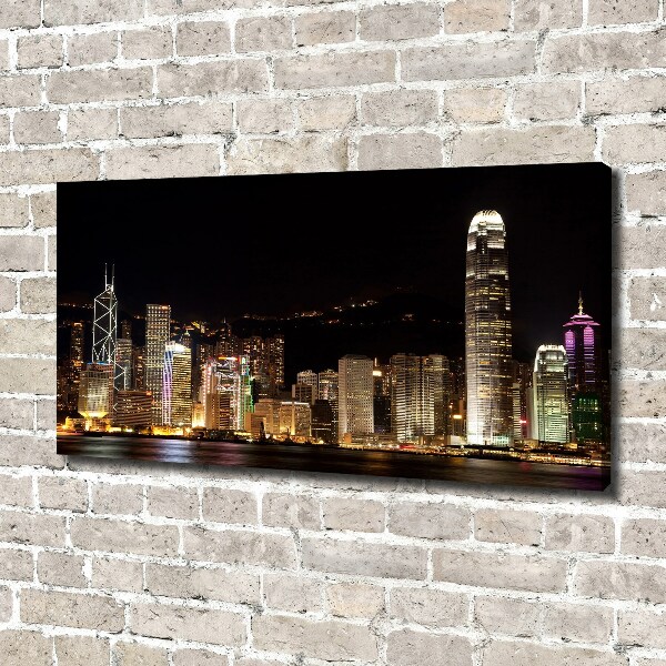 Tablou canvas Hong Kong pe timp de noapte