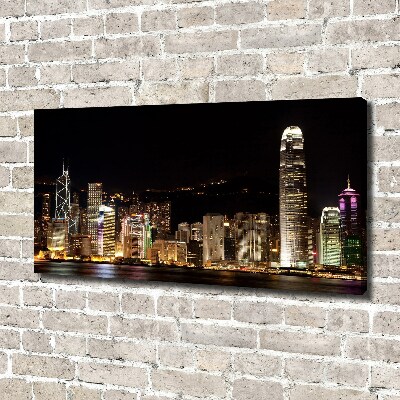 Tablou canvas Hong Kong pe timp de noapte