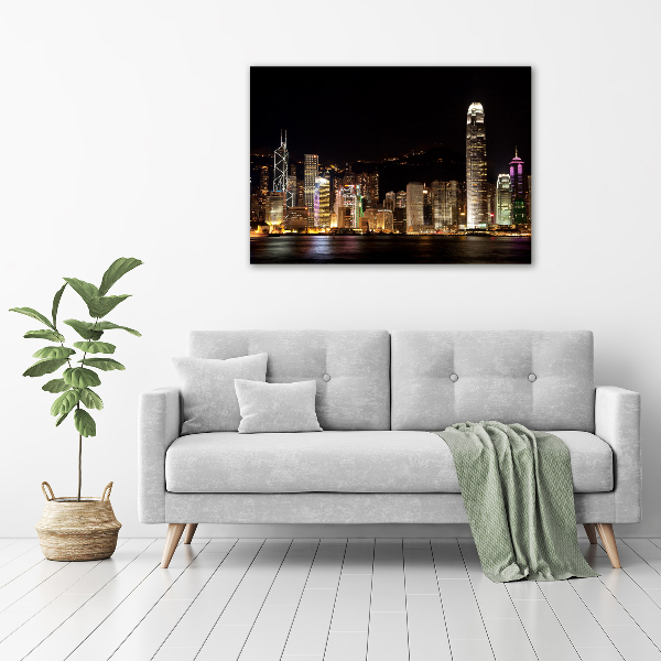 Tablou canvas Hong Kong pe timp de noapte