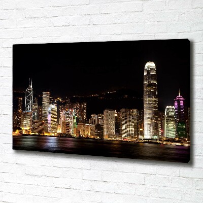 Tablou canvas Hong Kong pe timp de noapte