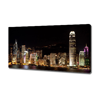 Tablou canvas Hong Kong pe timp de noapte