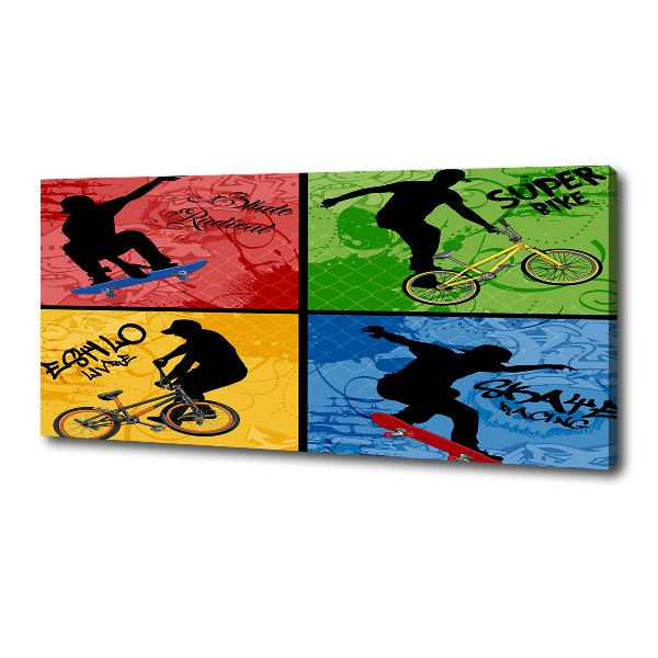 Tablou canvas Biciclete și skateboard