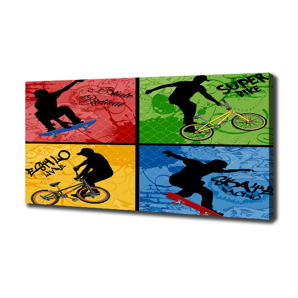 Tablou canvas Biciclete și skateboard