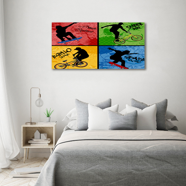 Tablou canvas Biciclete și skateboard