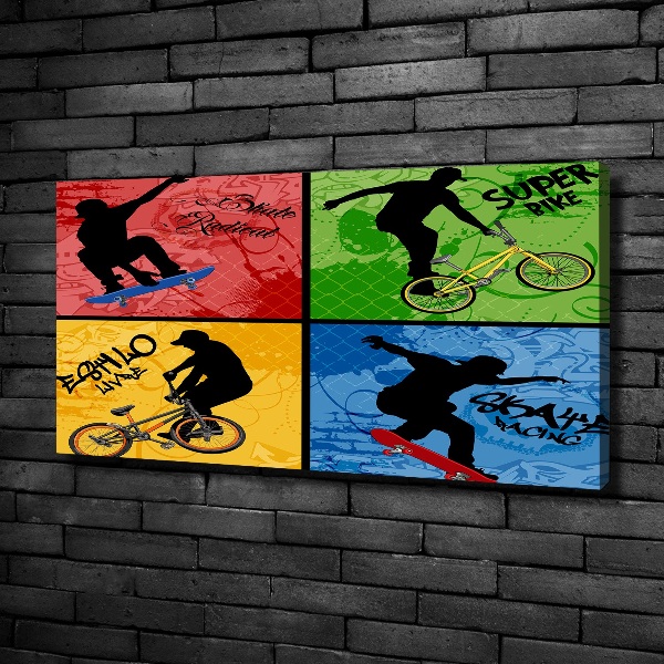 Tablou canvas Biciclete și skateboard