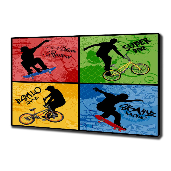 Tablou canvas Biciclete și skateboard