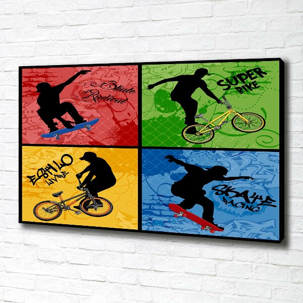 Tablou canvas Biciclete și skateboard