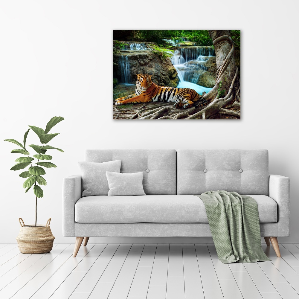 Tablou canvas tigru cascadă