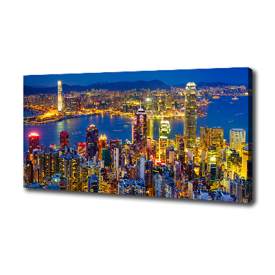 Imprimare tablou canvas Hong Kong pe timp de noapte