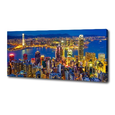 Imprimare tablou canvas Hong Kong pe timp de noapte