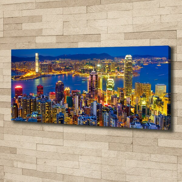 Imprimare tablou canvas Hong Kong pe timp de noapte