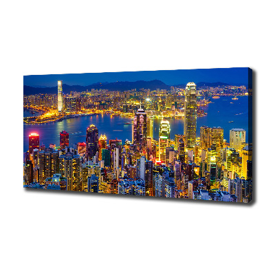 Imprimare tablou canvas Hong Kong pe timp de noapte