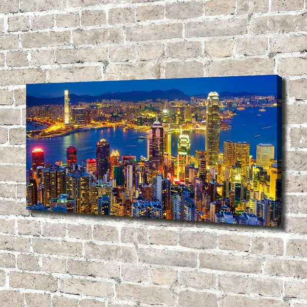 Imprimare tablou canvas Hong Kong pe timp de noapte