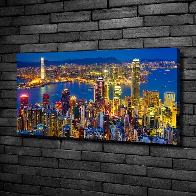 Imprimare tablou canvas Hong Kong pe timp de noapte