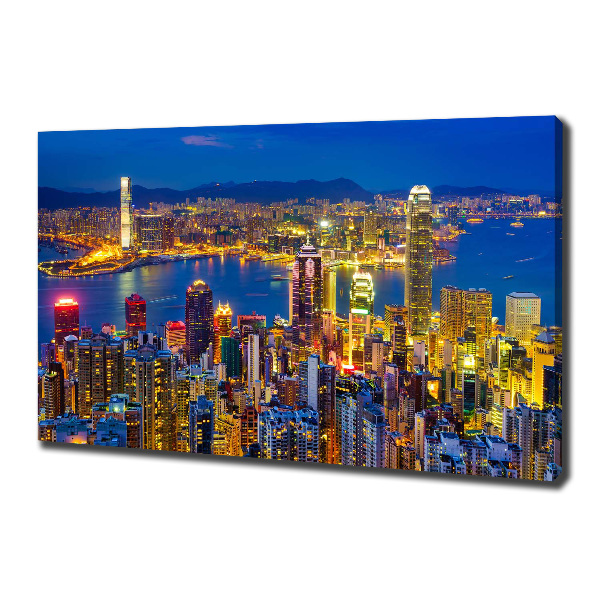 Imprimare tablou canvas Hong Kong pe timp de noapte