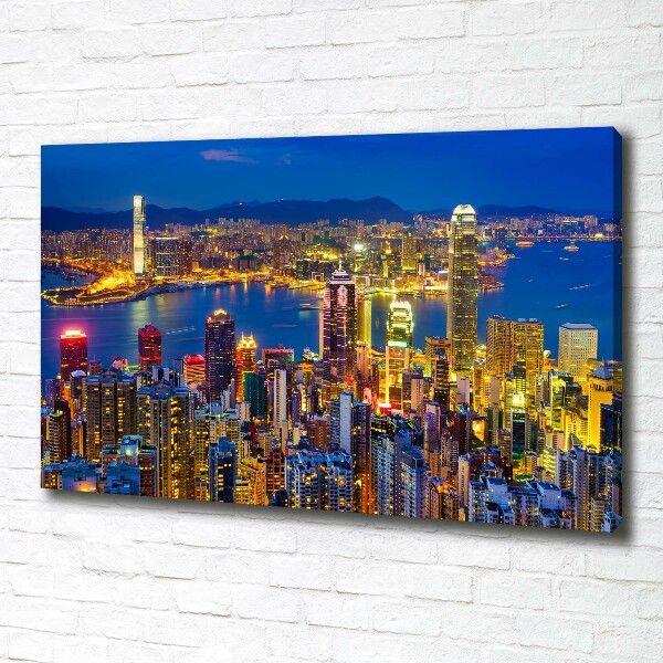 Imprimare tablou canvas Hong Kong pe timp de noapte