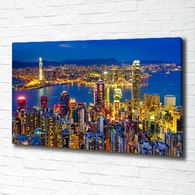 Imprimare tablou canvas Hong Kong pe timp de noapte