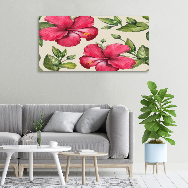 Print pe canvas hibiscus roz