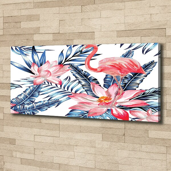 Tablou canvas Flamingos și plante