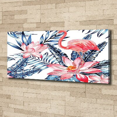 Tablou canvas Flamingos și plante