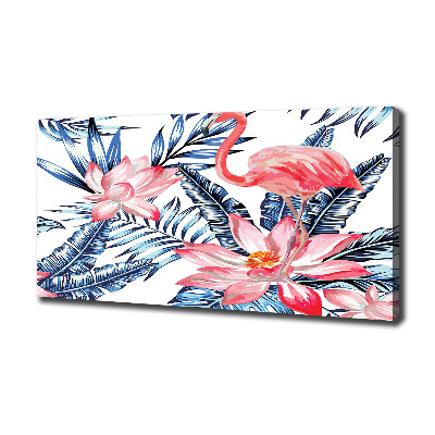 Tablou canvas Flamingos și plante