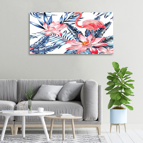 Tablou canvas Flamingos și plante