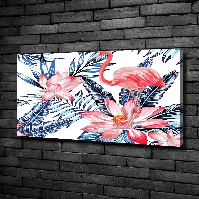 Tablou canvas Flamingos și plante