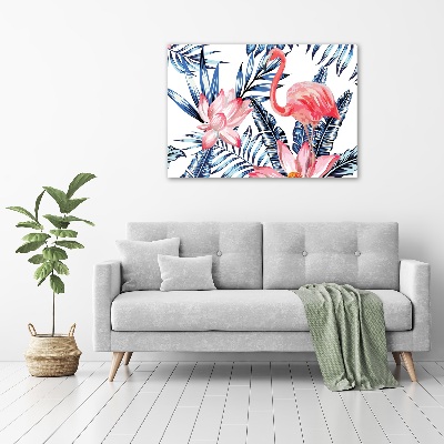 Tablou canvas Flamingos și plante