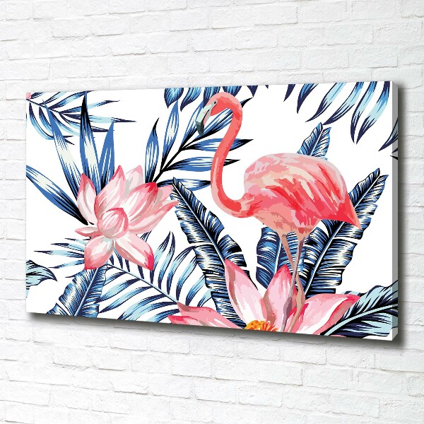 Tablou canvas Flamingos și plante