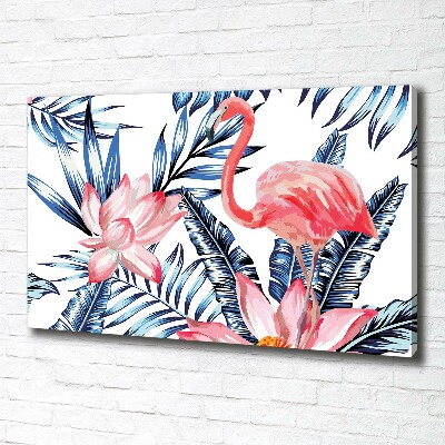 Tablou canvas Flamingos și plante