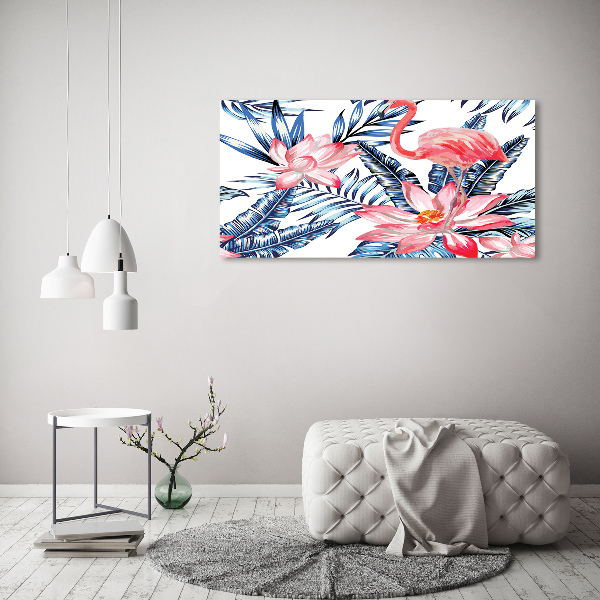 Tablou canvas Flamingos și plante