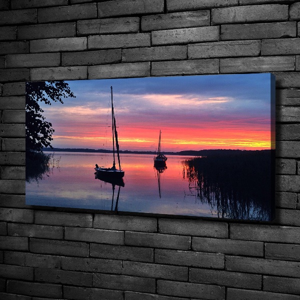 Tablou pe pânză Sailboats la Sunset