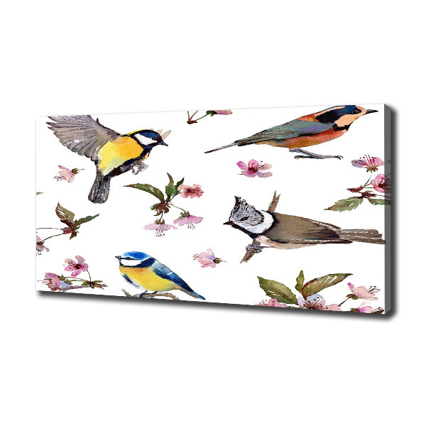 Imprimare tablou canvas Bird flori de cires